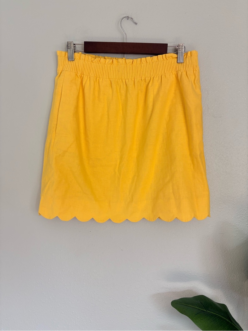 J. Crew linen Bright Yellow Scallop-Hem Mini Skirt